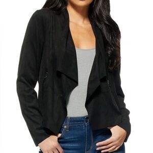 Sofia Vergara faux suede moto jacket in Black